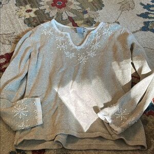 Embroidered Beige Sweater